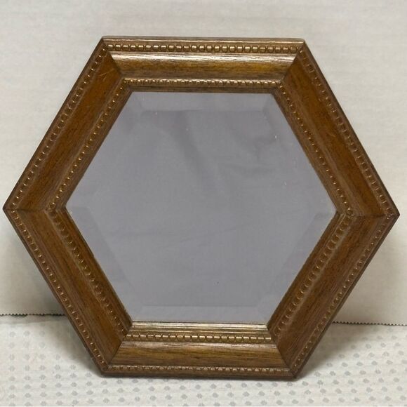 Vintage Homco Wooden Octagonal Beveled Accent Mirror - Picture 2 of 5